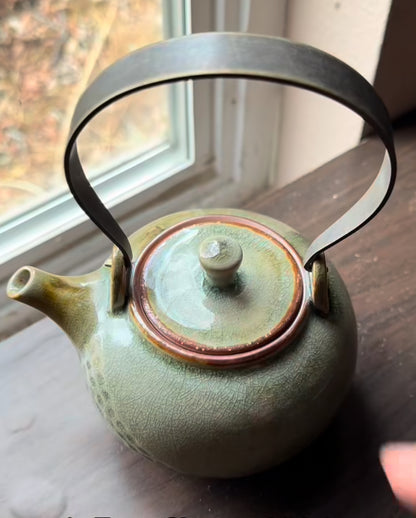 Jade Green Tea Pot (metal handle)